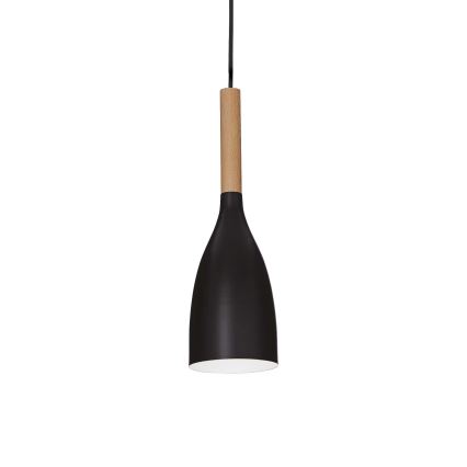 Ideal Lux - Suspension sur câble MANHATTAN 1xE14/40W/230V Ø 11 cm noir/hêtre