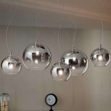 Ideal Lux - Suspension sur câble NEMO PLUS 5xE27/42W/230V chrome brillant/gris fumé