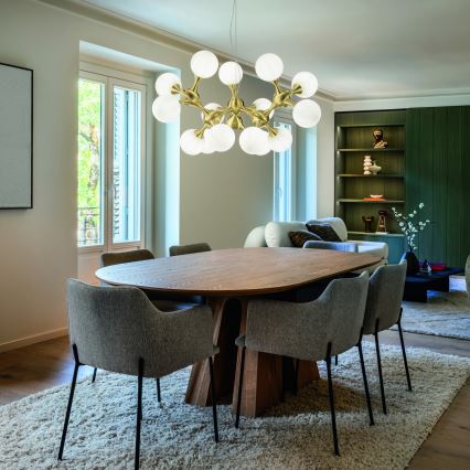 Ideal Lux - Suspension sur câble NODI 15xE14/28W/230V diam. 105 cm laiton/blanc
