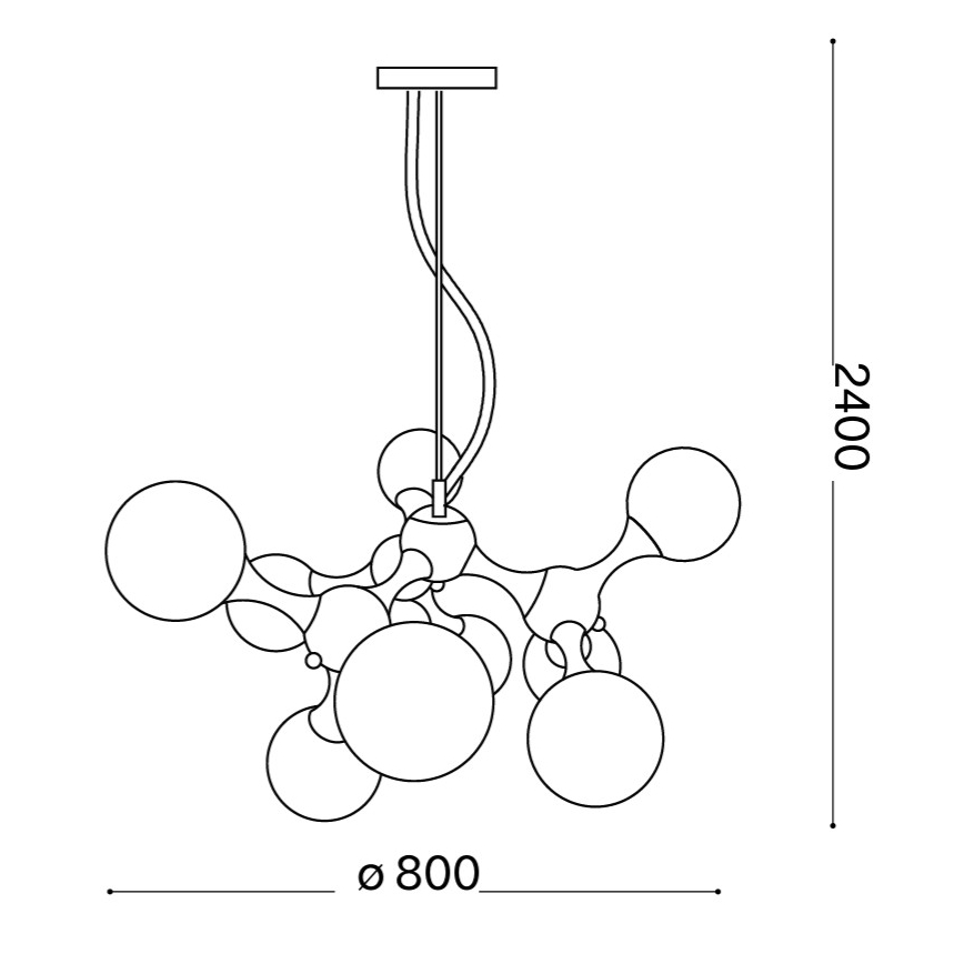 Ideal Lux - Suspension sur câble NODI 9xE14/28W/230V Ø 80 cm chrome brillant/blanc
