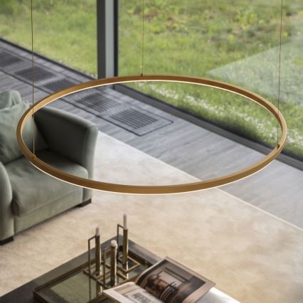 Ideal Lux - Suspension LED sur câble ORACLE SLIM LED 81 W / 230 V 3000 K IRC 90 Ø 150 cm dorée