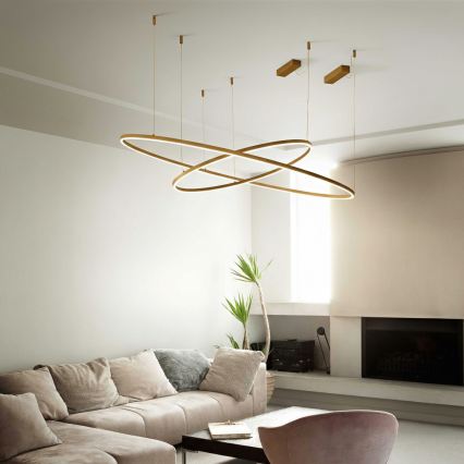 Ideal Lux - Suspension LED sur câble ORACLE SLIM LED 81 W / 230 V 3000 K IRC 90 Ø 150 cm dorée