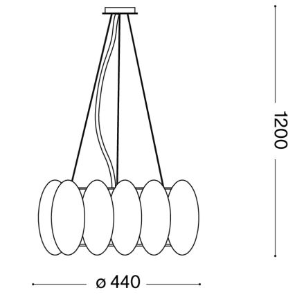 Ideal Lux - Suspension sur câble OVALINO 5xE27/60W/230V Ø 44 cm blanche