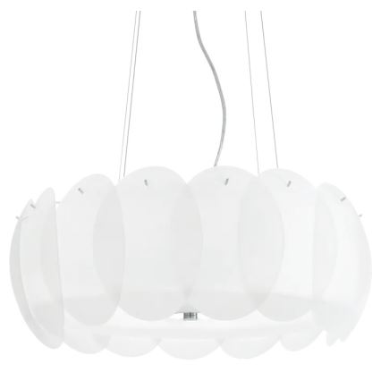 Ideal Lux - Suspension sur câble OVALINO 8xE27/60W/230V Ø 55 cm blanche
