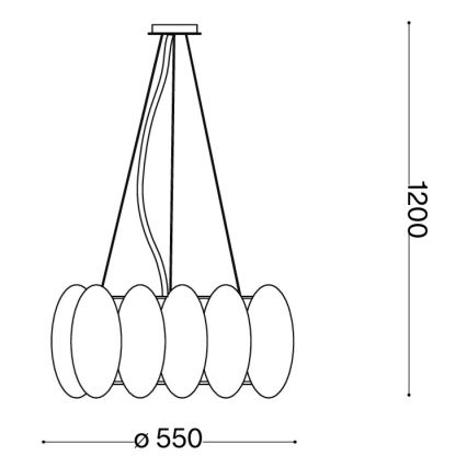 Ideal Lux - Suspension sur câble OVALINO 8xE27/60W/230V Ø 55 cm blanche