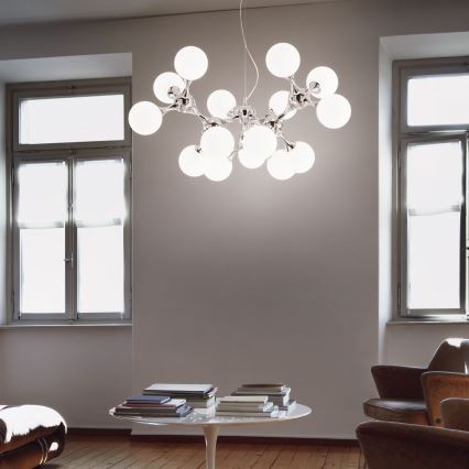 Ideal Lux - Suspension sur câbles NODI 15xE14/28W/230V Ø 105 cm chrome brillant/blanc
