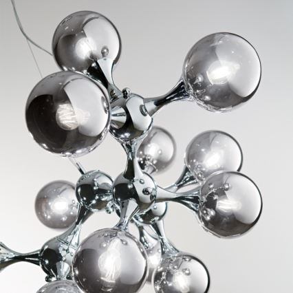 Ideal Lux - Suspension sur câbles NODI 15xE14/28W/230V Ø 105 cm chrome brillant