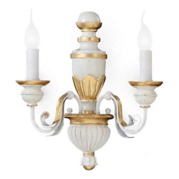 Ideal Lux - Wandlamp FIRENZE 2xE14/40W/230V wit/goud