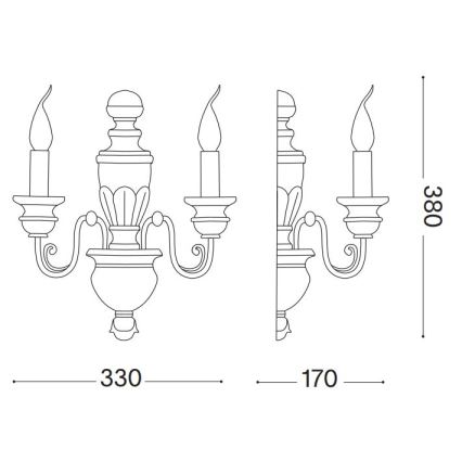 Ideal Lux - Wandlamp FIRENZE 2xE14/40W/230V wit/goud