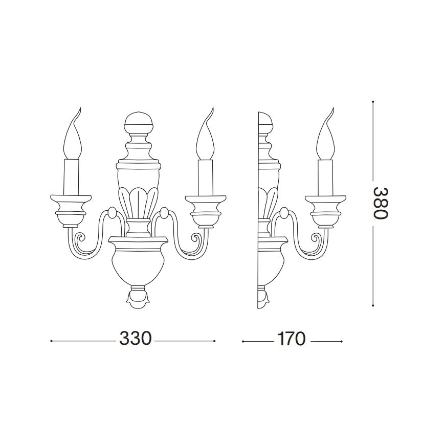 Ideal Lux - Wandlamp FIRENZE 2xE14/40W/230V wit/goud