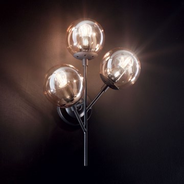 Ideal Lux - Wandlamp KEPLER 3xE27/42W/230V zwart/gerookt