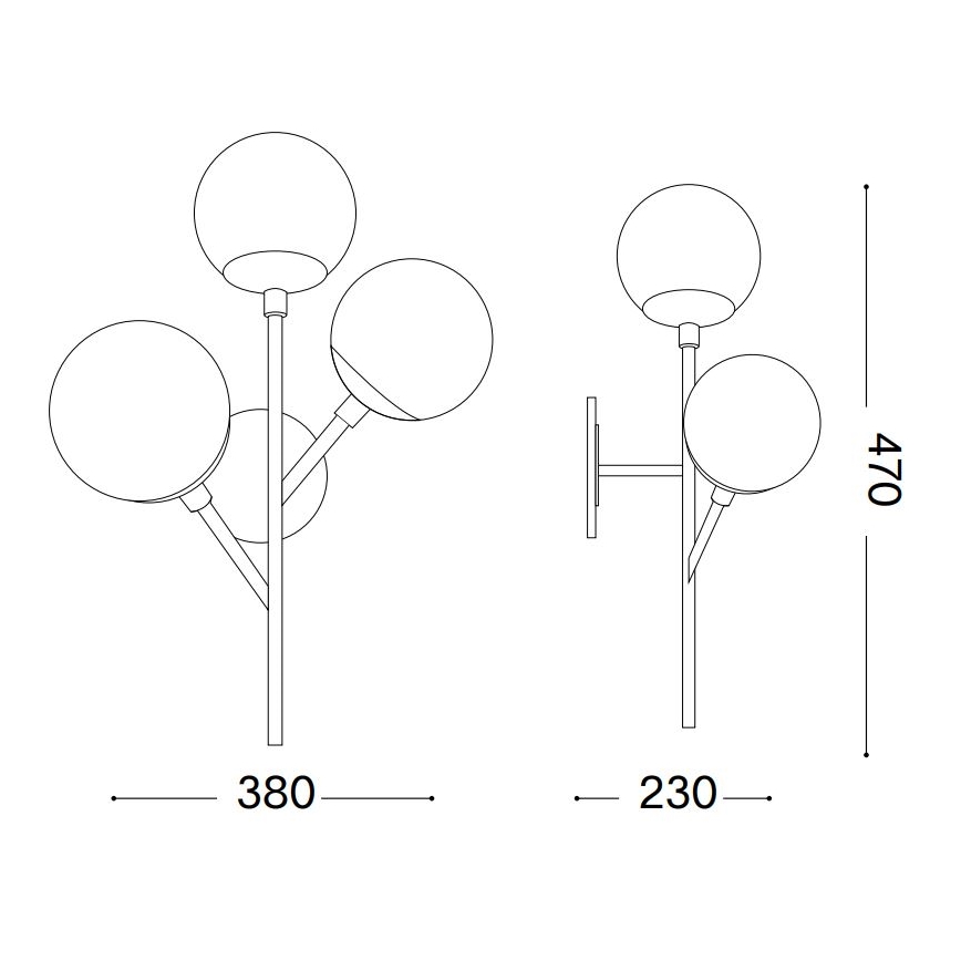Ideal Lux - Wandlamp KEPLER 3xE27/42W/230V zwart/gerookt