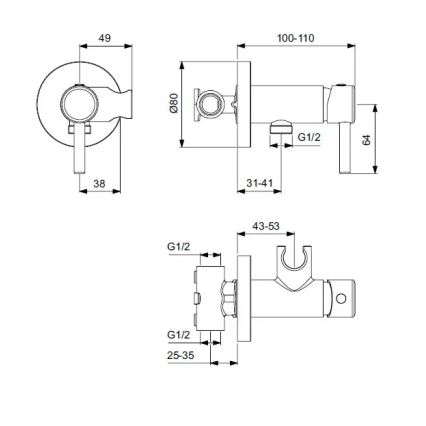 Ideal Standard A5809AA - Bidetkraan voor inbouw IDEALSPRAY glanzend chroom