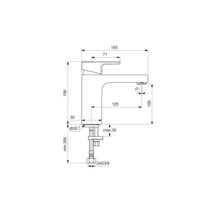 Ideal Standard A7105AA - Mitigeur lavabo EDGE 15,6 cm, chrome brillant