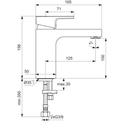 Ideal Standard A7105AA - Wastafelmengkraan EDGE 15,6 cm glanzend chroom