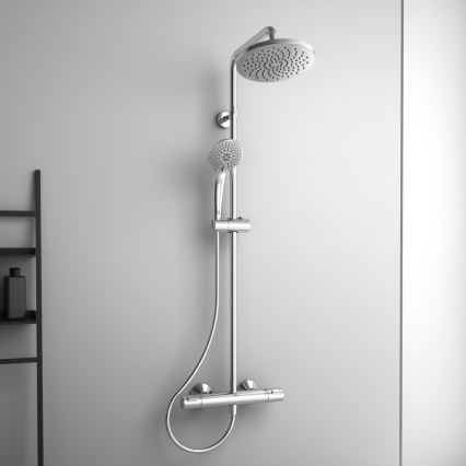 Ideal Standard A7208AA - Ensemble de douche avec mitigeur thermostatique CERATHERM T25, finition chrome brillant