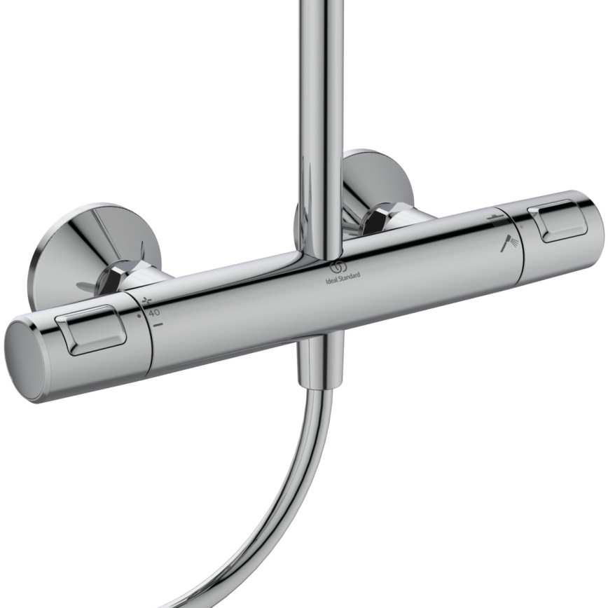 Ideal Standard A7208AA - Ensemble de douche avec mitigeur thermostatique CERATHERM T25, finition chrome brillant