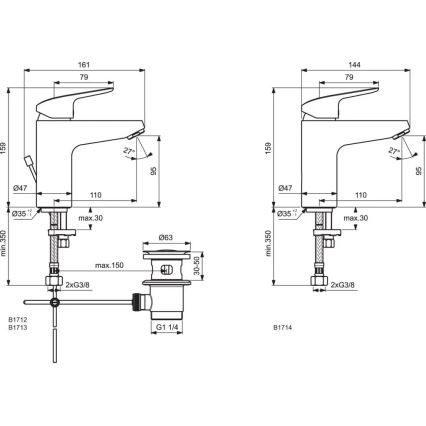 Ideal Standard B1714AA - Wastafelmengkraan CERAFLEX 15,9 cm glanzend chroom