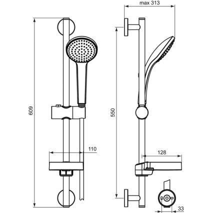 Ideal Standard B9412AA - Kit de douche IDEALRAIN, finition chrome poli