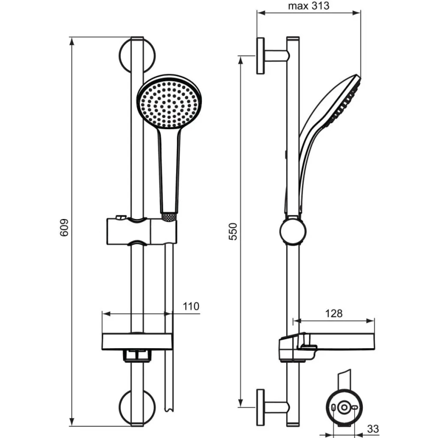 Ideal Standard B9412AA - Kit de douche IDEALRAIN, finition chrome poli