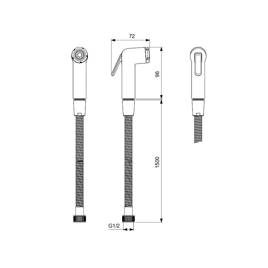 Ideal Standard BC180AA - Handbidetdouche IDEALSPRAY 150 cm glanzend chroom