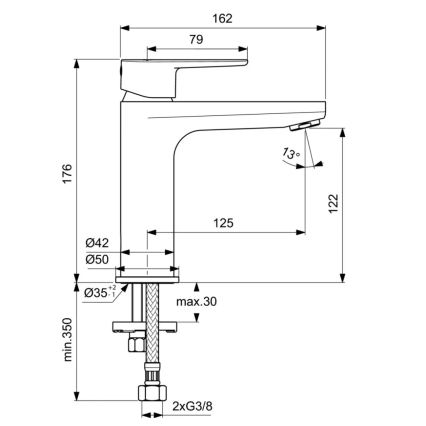 Ideal Standard BC554AA - Mitigeur pour lavabo CERAFINE MODÈLE O 17,6 cm chromé brillant