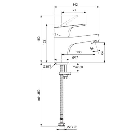 Ideal Standard BD391AA - Wastafelmengkraan CERABA 12,2 cm glanzend chroom