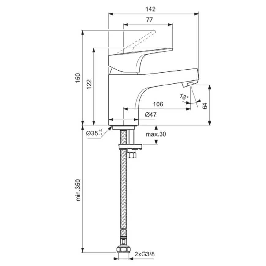 Ideal Standard BD391AA - Wastafelmengkraan CERABA 12,2 cm glanzend chroom