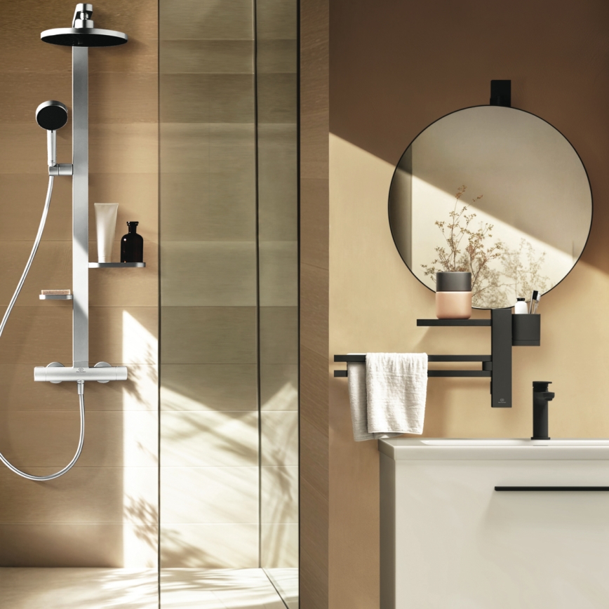 Ideal Standard BD583SI - Ensemble de douche avec mitigeur thermostatique CERATHERM ALU+ finition chrome mat