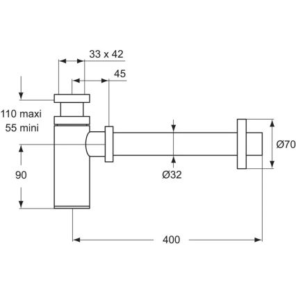 Ideal Standard D5859AA - Siphon pour lavabo, finition chrome mat