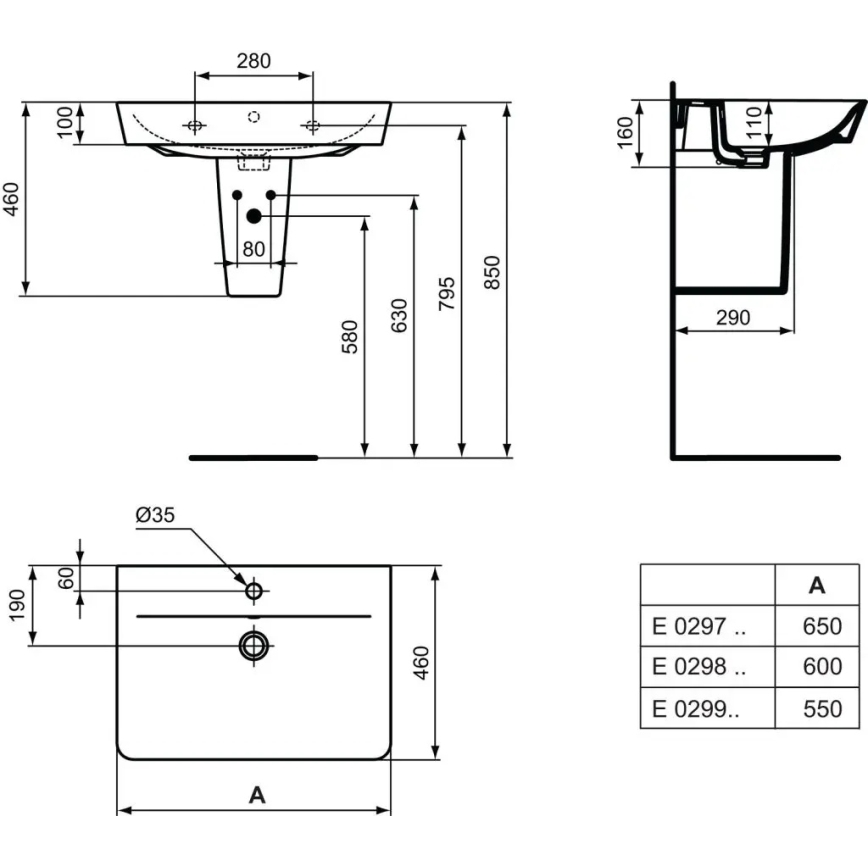 Ideal Standard E029801 - Hangende wastafel CONNECT AIR 60x46 cm, keramiek/wit