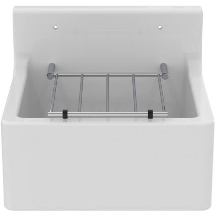 Ideal Standard S593901 - Lavabo mural DOURO 45,5 x 38 cm en céramique, blanc, avec grille de vidage