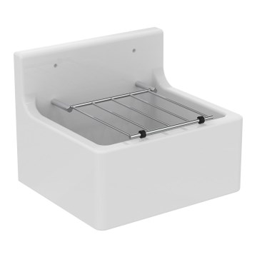 Ideal Standard S593901 - Lavabo mural DOURO 45,5 x 38 cm en céramique, blanc, avec grille de vidage