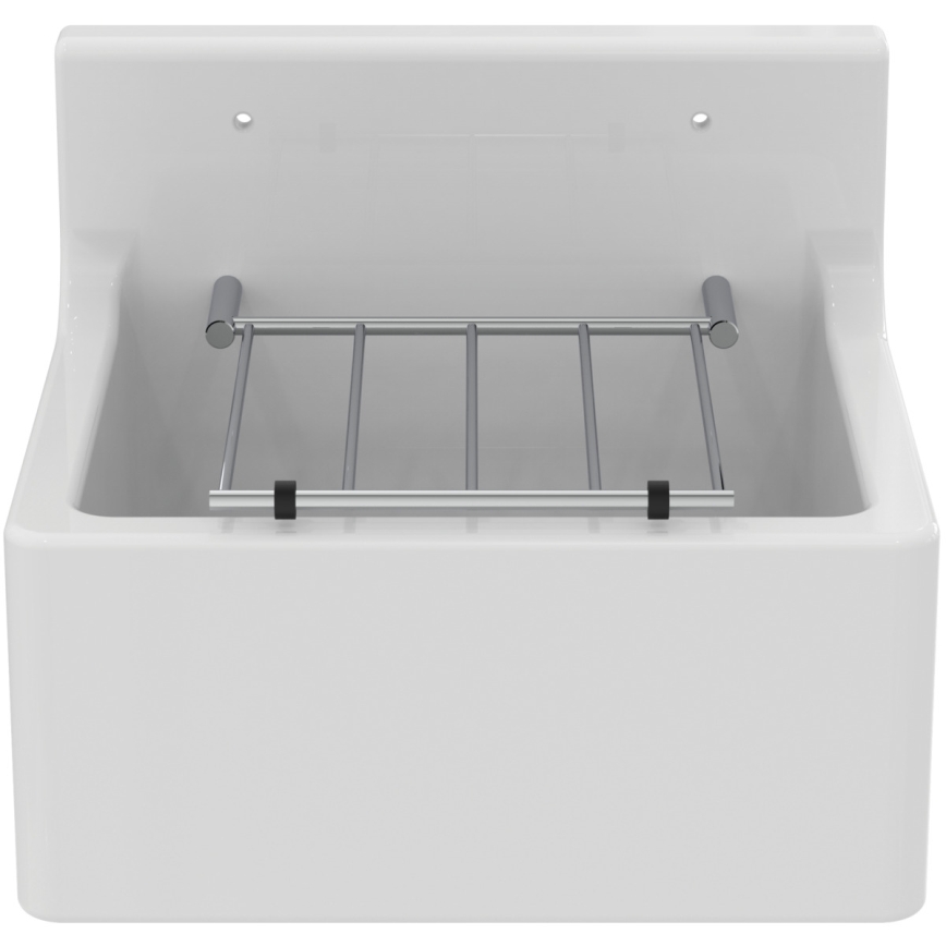 Ideal Standard S593901 - Hangende uitgietgootsteen met afvoerrooster DOURO 45,5x38 cm keramiek/wit
