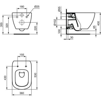 Ideal Standard T007901 - WC suspendu TESI céramique/blanc