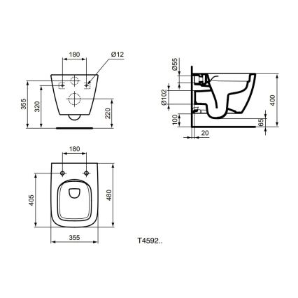 Ideal Standard T459201 - WC suspendu sans bride I.LIFE S céramique/blanc