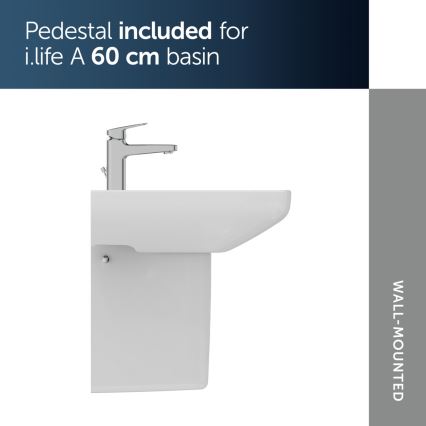 Ideal Standard T470501 - Wandgemonteerde wastafel I.LIFE A 60x48 cm keramiek/wit