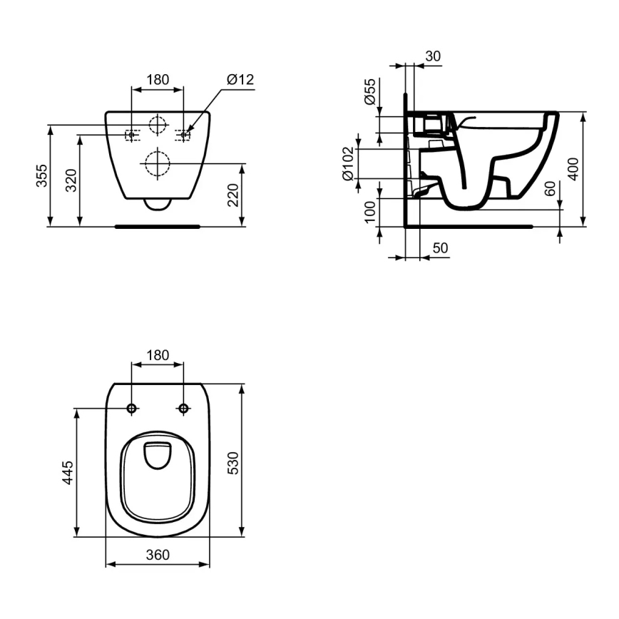 Ideal Standard T493201 - WC suspendu sans bride TESI céramique/blanc