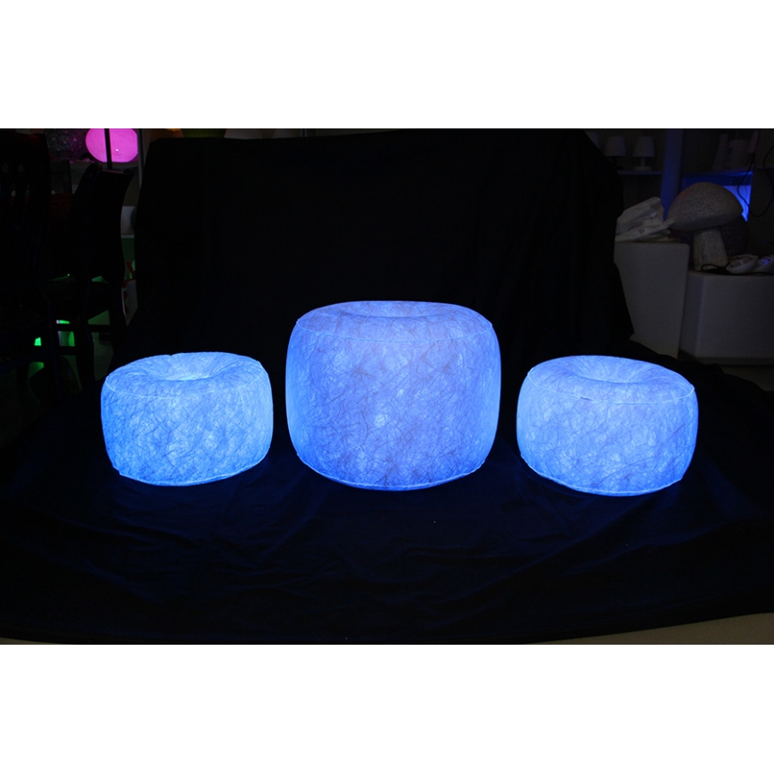Opblaasbare poef met dimbare LED verlichting en afstandsbediening LED/5V/50cm IP44