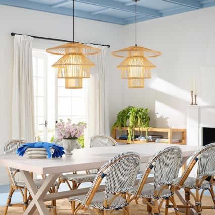 Hanglamp aan een koord PINCHOS 1xE27/40W/230V diameter 50 cm bamboe