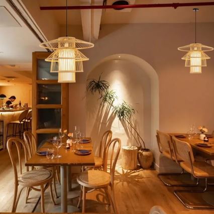 Hanglamp aan een koord PINCHOS 1xE27/40W/230V diameter 50 cm bamboe