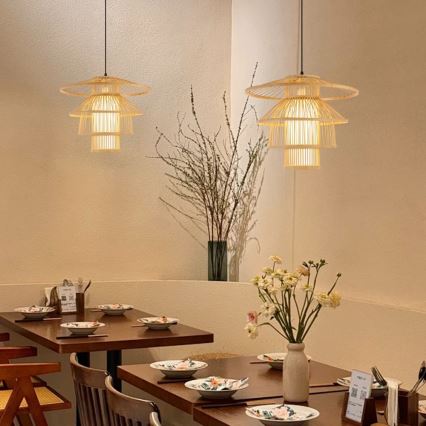 Suspension filaire PINCHOS 1xE27/40W/230V d. 50 cm bambou