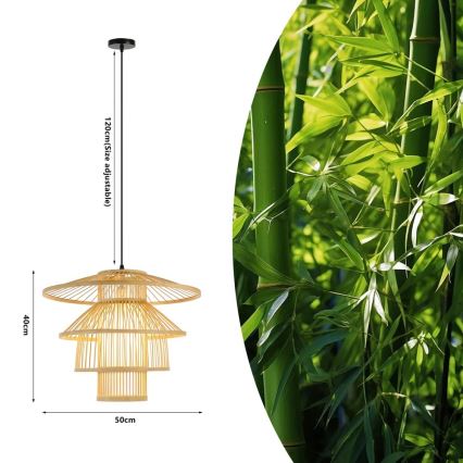 Suspension filaire PINCHOS 1xE27/40W/230V d. 50 cm bambou