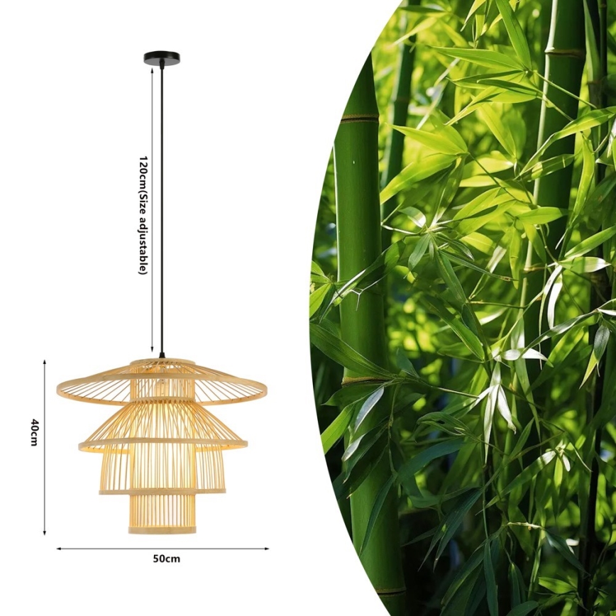 Suspension filaire PINCHOS 1xE27/40W/230V d. 50 cm bambou