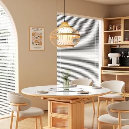 Hanglamp aan een koord PINCHOS 1xE27/40W/230V diameter 40 cm bamboe
