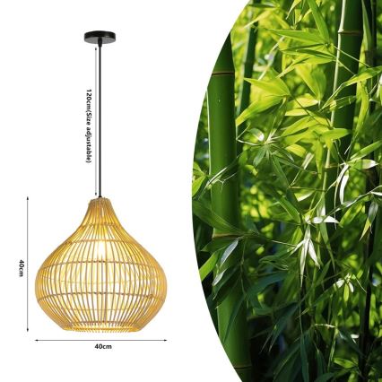 Hanglamp aan een koord PELO 1xE27/40W/230V diameter 40 cm rotan