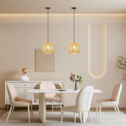 Hanglamp aan een koord PELO 1xE27/40W/230V diameter 30 cm rotan
