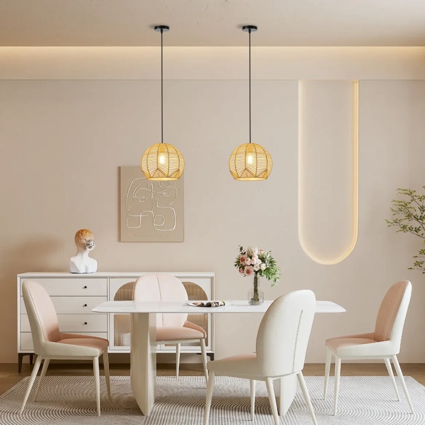 Hanglamp aan een koord PELO 1xE27/40W/230V diameter 30 cm rotan