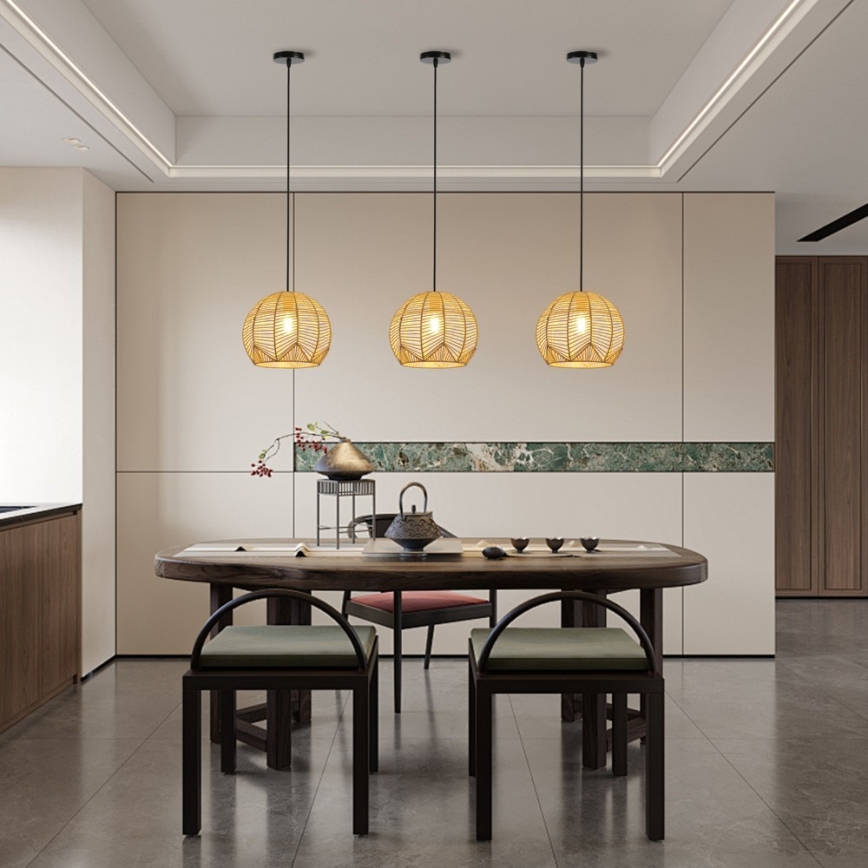 Hanglamp aan een koord PELO 1xE27/40W/230V diameter 30 cm rotan