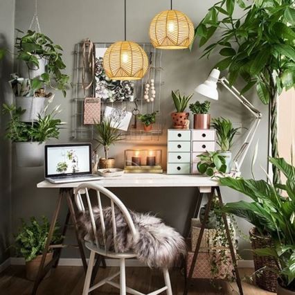 Hanglamp aan een koord PELO 1xE27/40W/230V diameter 30 cm rotan